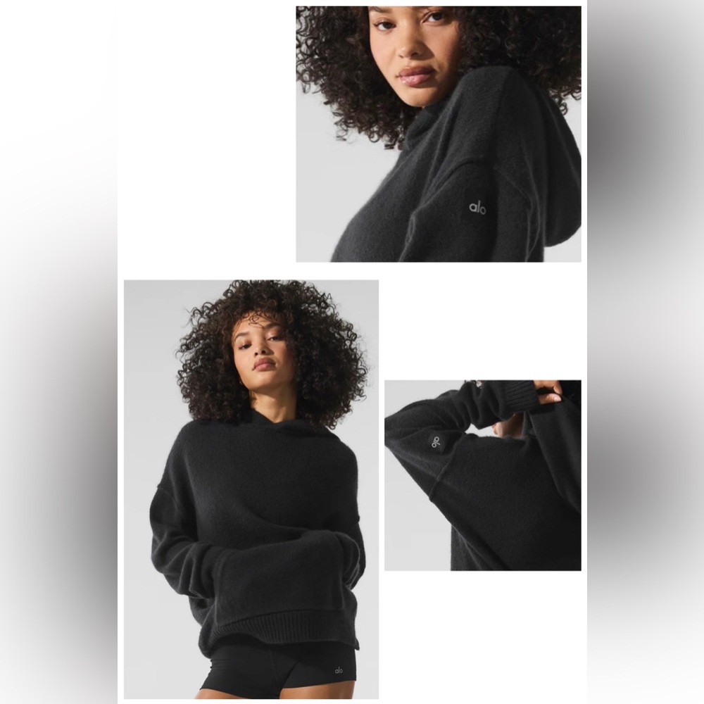 ALO New Class Cashmere sweater hoodie, NWT black size small. $348 retail.